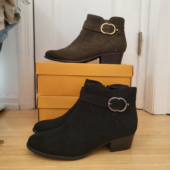 Unisa Size 10 BNIB Suede Ankle Boots - TWO PAIRS!!! Olive Green Brown Black - Picture 1 of 7